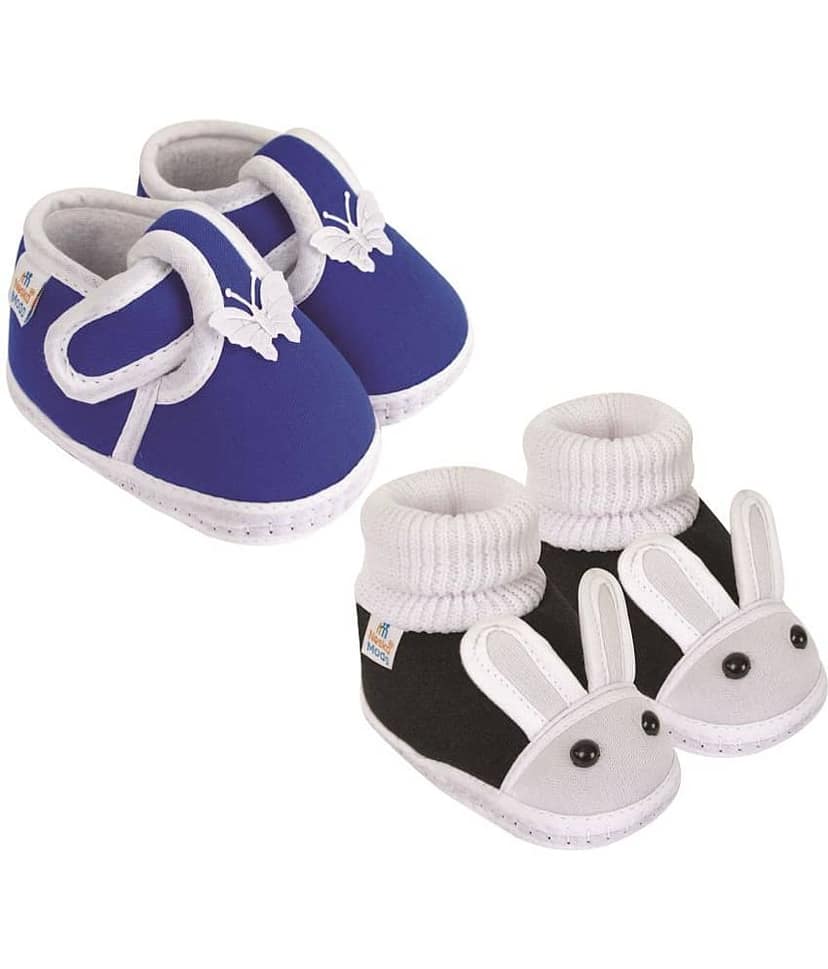 Neska Moda - Black Booties For Baby Boy & Baby Girl 9-12 Months ( Pack of 2 )