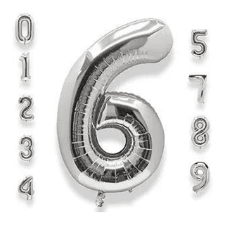 16" Numerical 6 Silver Balloon