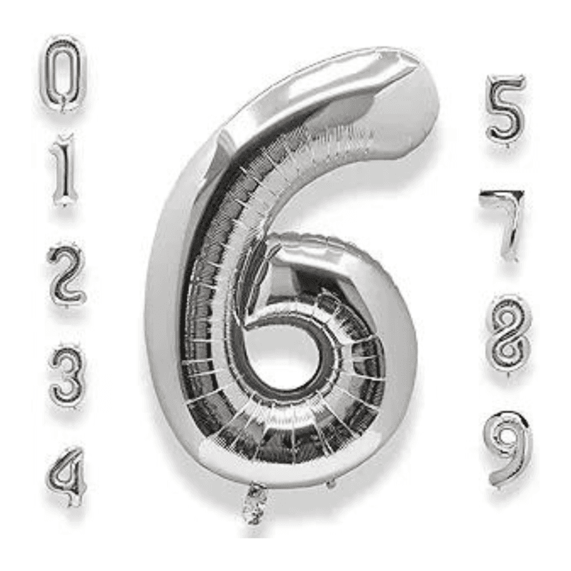 16" Numerical 6 Silver Balloon