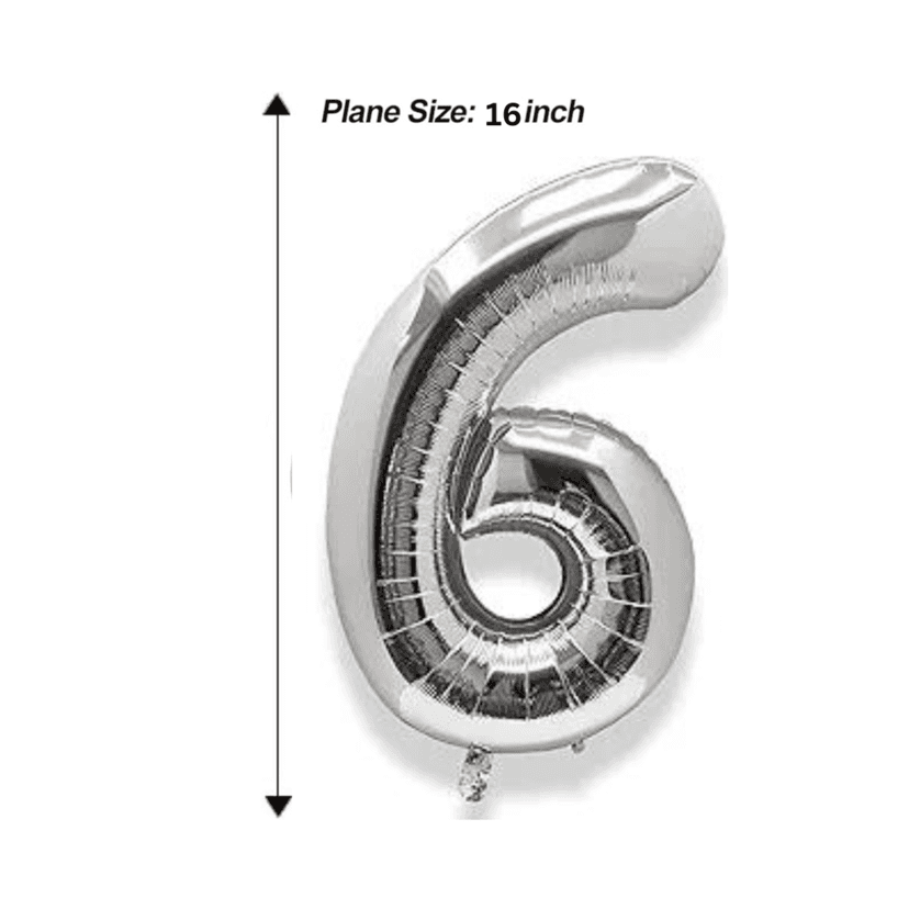 16" Numerical 6 Silver Balloon view 2