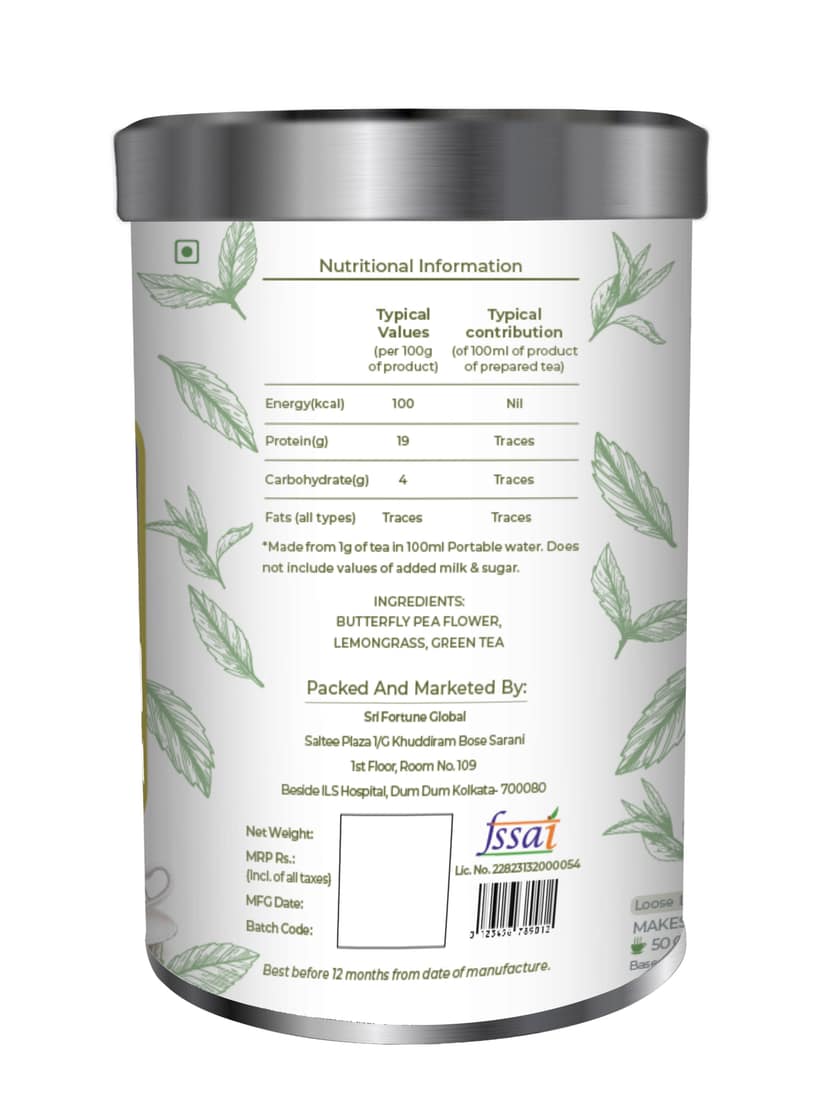 The Three Tattvas Butterfly Pea Green Tea 50gms view 2