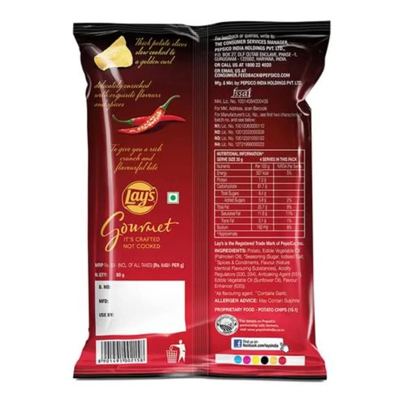 Lay's Gourmet Thai Sweet Chilli Chips 80 Gms view 3