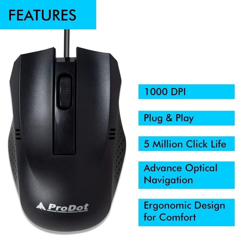 Prodot 3D Optical Mouse Set of 5 - Black view 9