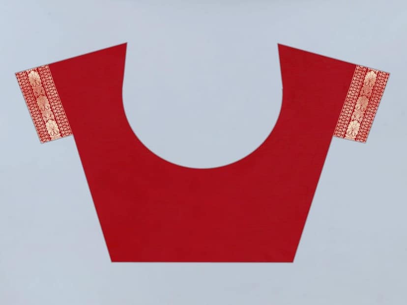Women's Banarasi Silk Woven Red Saree with Unstitched Blouse Piece view 5