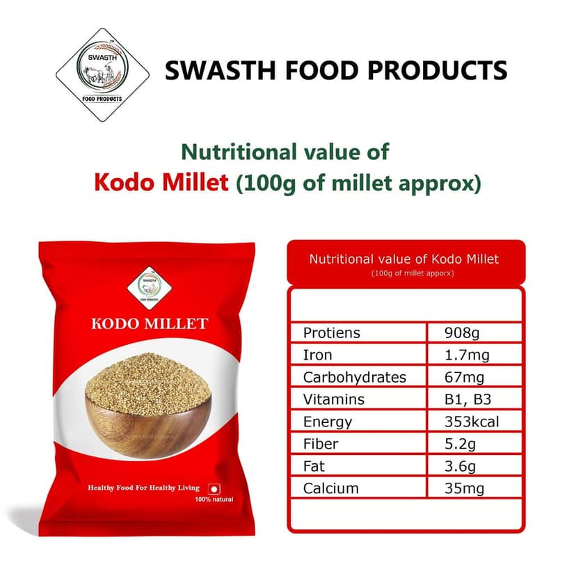 Swasth Unpolished and Natural Kodo Millet (Other Names of Kodo Millet - Koden, Kodra, Varagu, Arikelu, Arika, Harka, Koovaragu, Kodua) view 5