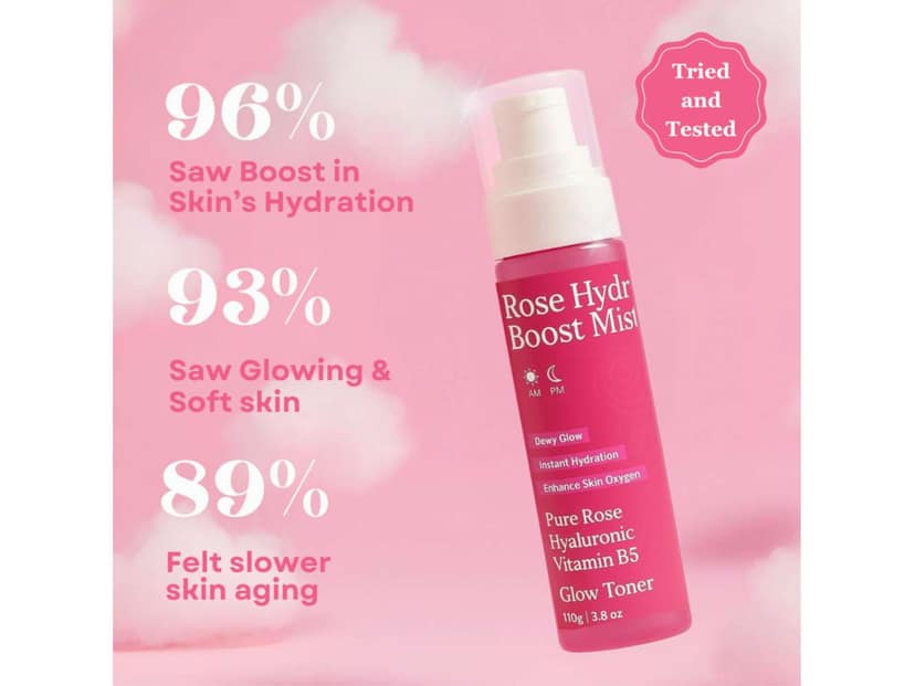 Rose Hydra Glow Boost Face Mist With Hyaluronic | Glowing & Hydrated skin | Refreshing & Calming 100m view 2