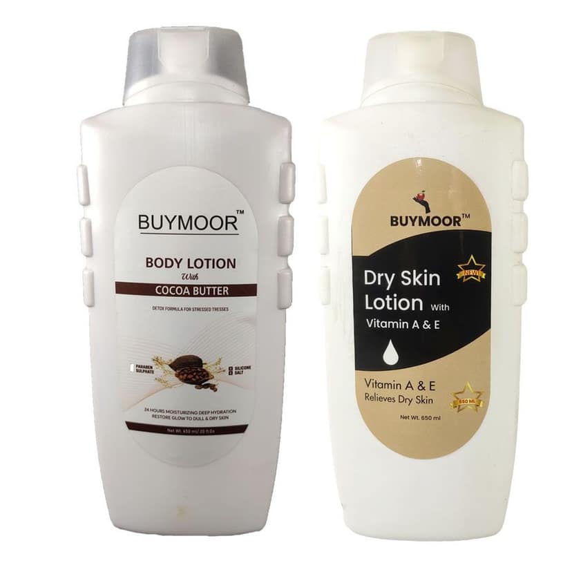 BUYMOOR Cocoa Butter & Vitamin A & E Deep Nourishing Skin Brightening Body Lotion Men & Women 1300 ML(Pack Of 2).