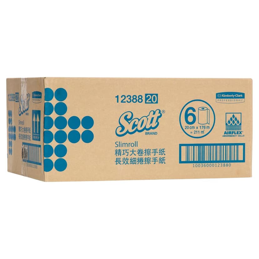 KIMBERLY CLARK Scott® Slimroll™ Paper Hand Towels (12388), White Paper Towel Roll, 6 Compact Rolls / Case, 176m / Roll (1056m) view 2