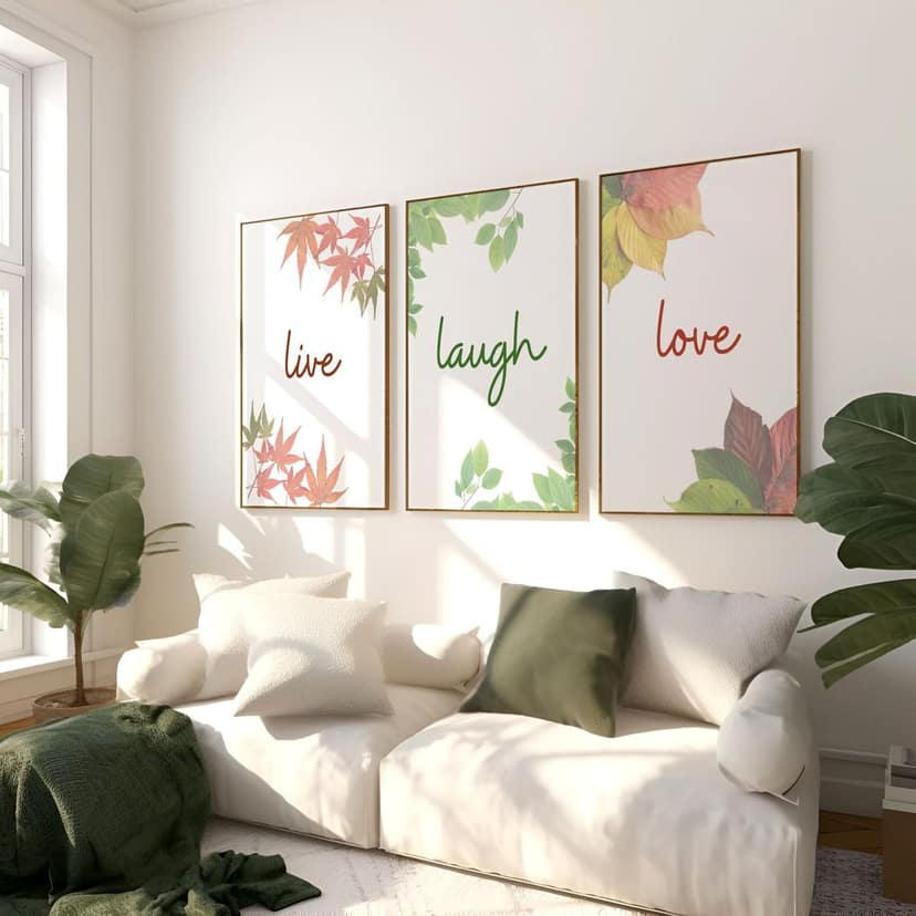 Rustic Charm Set of 3 Motivational Quotes Wall Art for Living room, Office & Gym | Love Laugh|13 x 18 inches (A3)|Black view 2