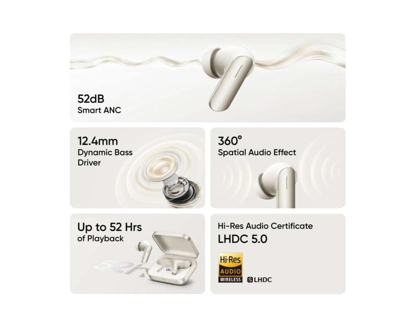 OlivLife RIVO True Wireless Earbuds, Bluetooth 6.0 in-Ear Headphones with ENC Mic, 14H Playtime, Deep Bass, Premium Sound, Type-C Fast Charging Case, - White view 3