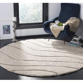 GALLERY HOME Silky Smooth Anti-Skid Shaggy Round Carpet with 2 inch Thickness (8x 8 Round, Ivory K3)