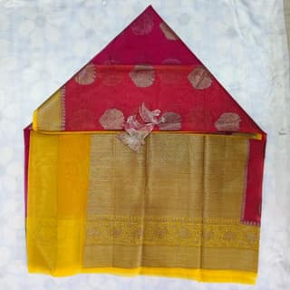 Silk Cotton Saree with Blouse - Rose