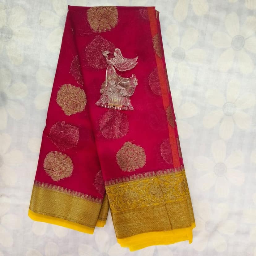 Silk Cotton Saree with Blouse - Rose view 2