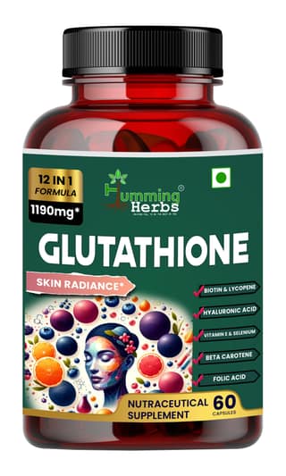 Humming Herbs Glutathione Skin Radiance Capsules - 1190mg Antioxidant Formula with Hyaluronic Acid, Alpha Lipoic Acid, Biotin & Vitamins for Brightening & Anti-Aging