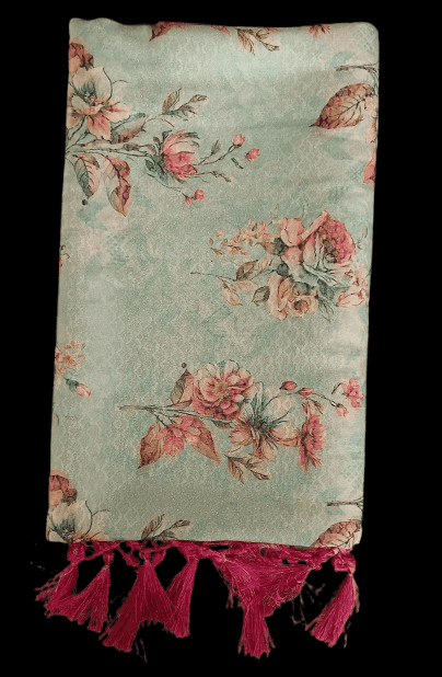 Green Floral Print Saree