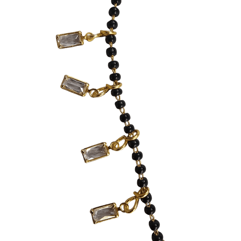 Modern Minimalist Black Bead and Solitaire Pendant Necklace (or Mangalsutra) & Contemporary/Minimalist/Daily Wear Mangalsutra or Choker Gold-toned or silver-toned metal view 3