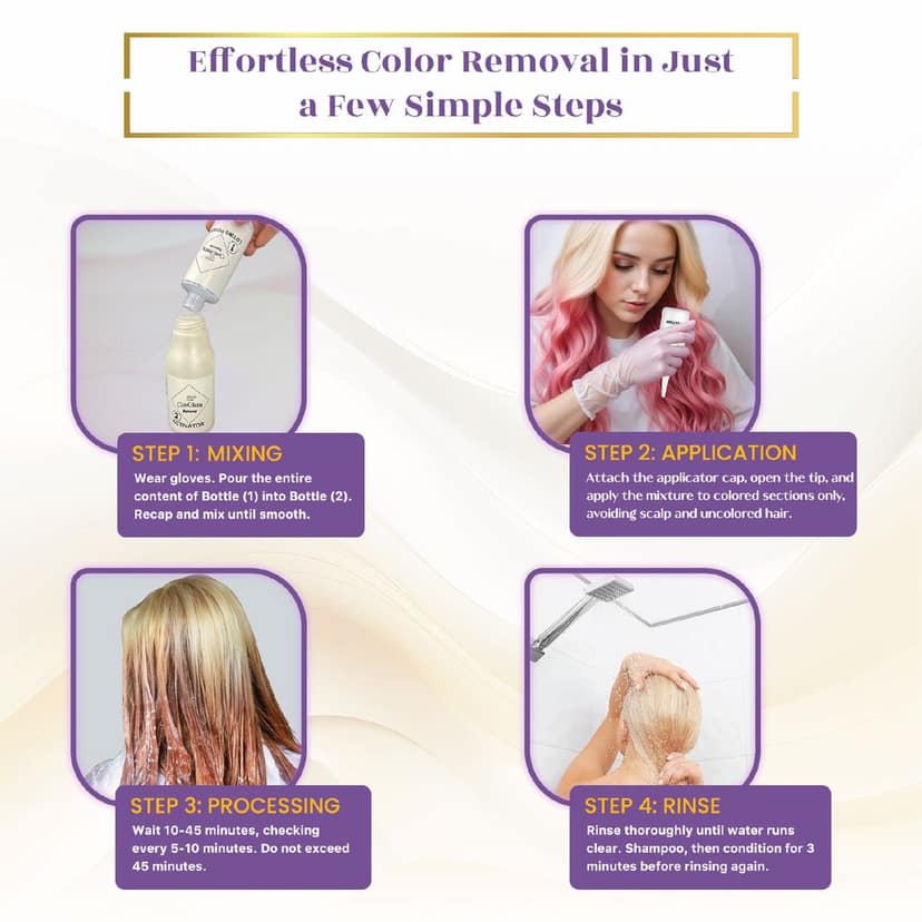 COSGLAM Semi Permanent Hair Color Hot Pink 120g and Hair Color Remover 70ml, Switching Shades Made Easy view 10
