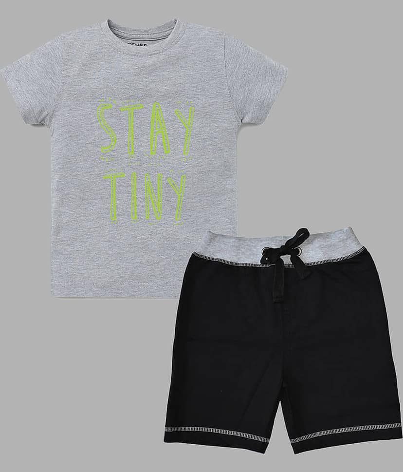 ETCHED DESIGN Pack of 1 Boys Cotton T-Shirt & Shorts Set ( Multicolor )