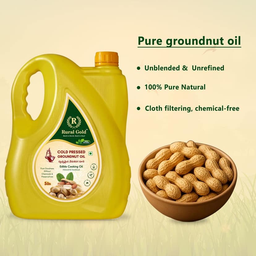 100% Pure Cold Pressed Groundnut Oil - 5 Litres view 4