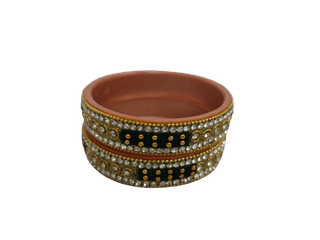 Exquisite Rhinestone and Kundan Bangle Set
