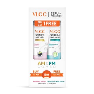 VLCC Vitamin C & Mulberry Serum Facewash - 150 ml to Reduce Blemishes & Brighten for AM | with Free Hyaluronic Acid & Aloe Vera Serum Facewash - 150 ml to Strengthen Skin Barrier for PM (B1