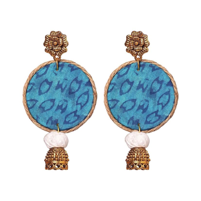 EKAM EK fabric earrings combo in multicolored fabrics for women and girls for casual wear and formal wear set of 5 pairs, round in shape view 3