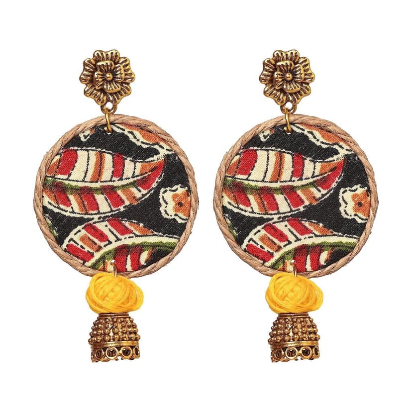EKAM EK fabric earrings combo in multicolored fabrics for women and girls for casual wear and formal wear set of 5 pairs, round in shape view 5