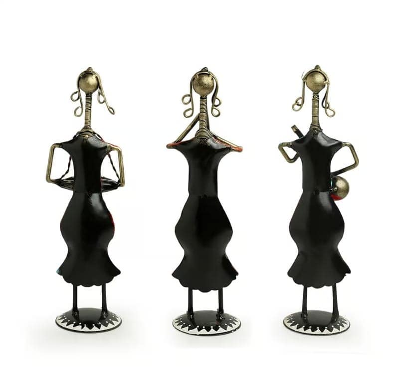 Jyoti handicraftMetal Wrought Iron Musician Lady showpieces Ladies Doll Figurine Statue Decorative Items | Show Pieces for Home Decor Stylish Living Room | Pack of 3 view 2