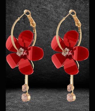 YOUBELLA Red Danglers Earrings ( Pack of 1 )