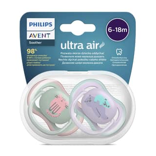 Avent Silicone Philips Pacifier Ultra air |Lets Your Baby's Skin Breathe | Orthodontic & BPA Free | 2 Pack | 6-18m | SCF085/60 by Fratelli Avent Silicone Philips Pacifier Ultra air |Lets Your Baby's Skin Breathe | Orthodontic & BPA Free | 2 Pack | 6-18m