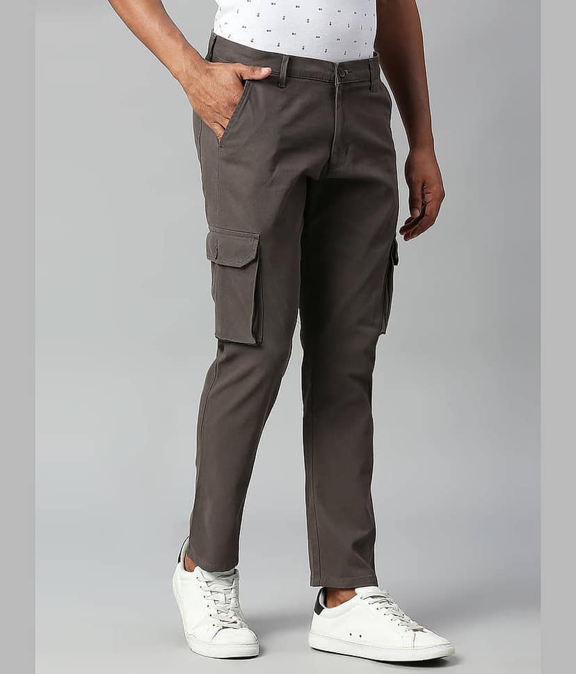 Dennis Lingo Dark Grey Slim Cargos ( Pack of 1 ) view 2