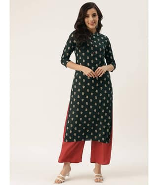 HISHAM - Green Rayon Women's Straight Kurti ( Pack of 1 )