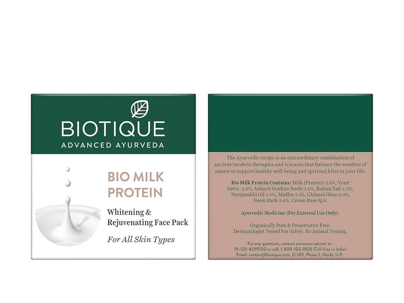 Biotique Whitening & Rejuvenating Face Pack - Milk Protein, 60G view 2