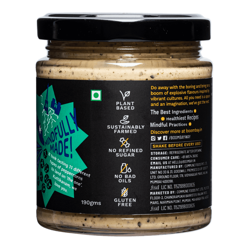 BOOMBAY Black Pepper Vegan Mayo - Use as a Curry Paste, Pasta Sauce, Spread on Bread, 190 gm view 2