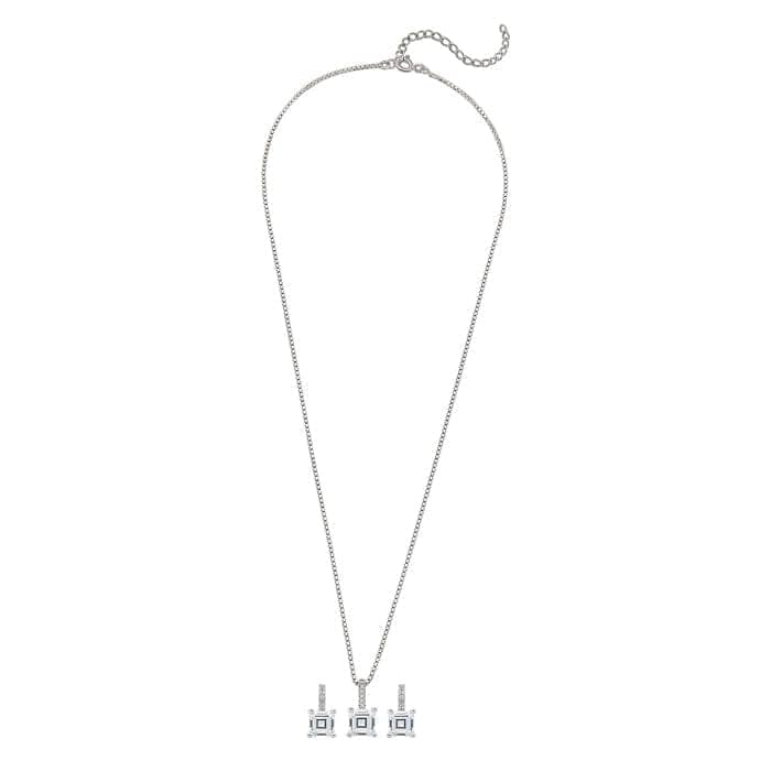 Silver Mini Cube Pendant Set with Box Chain view 5