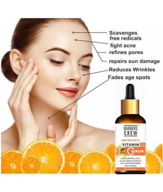 Barbers Crew Improved Vitamin C Face Serum- For Oil Free & Skin Whitening & Brightening Face Serum 30 mL