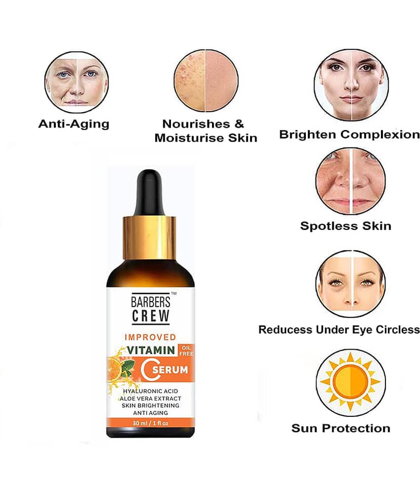 Barbers Crew Improved Vitamin C Face Serum- For Oil Free & Skin Whitening & Brightening Face Serum 30 mL view 2