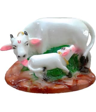 AFTERSTITCH cow baby idol statue for car deshboard home office decor vastu Showpiece 9 cm (Pack of 1)