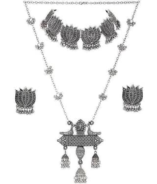 Samridhi DC Silver Alloy Necklace Set ( Pack of 1 )