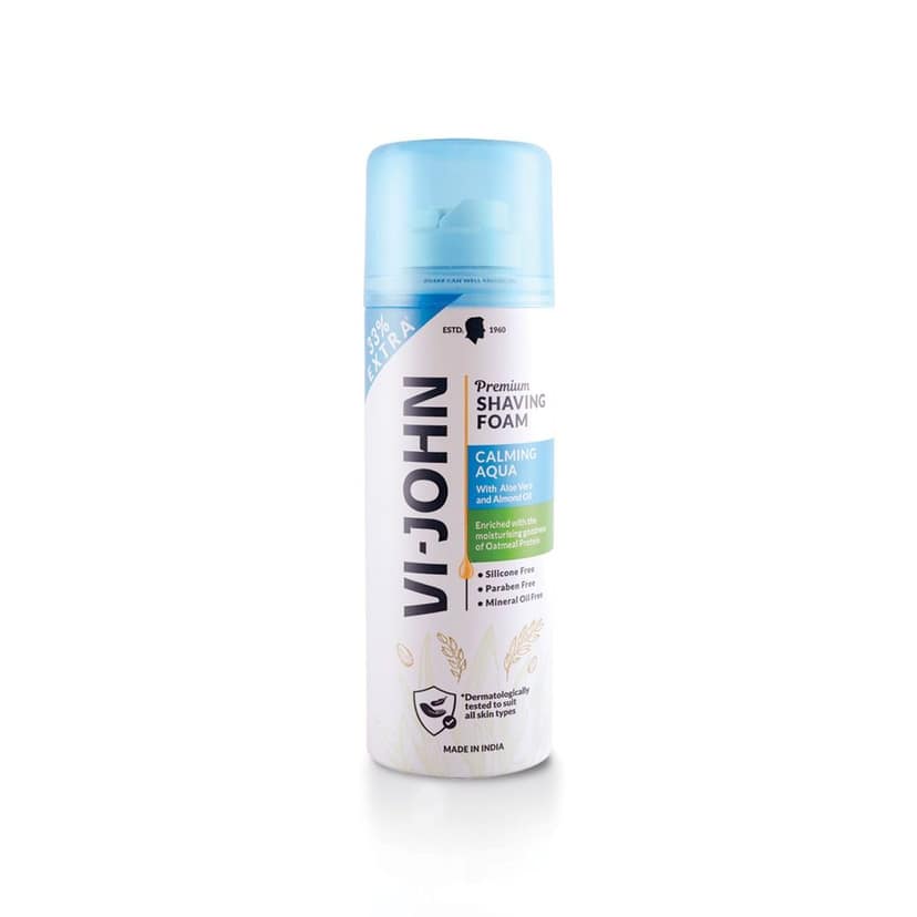 VI-JOHN Calming Aqua Shave Foam for Soothing Shave With Aloe vera & Oatmeal Protein (200 g)