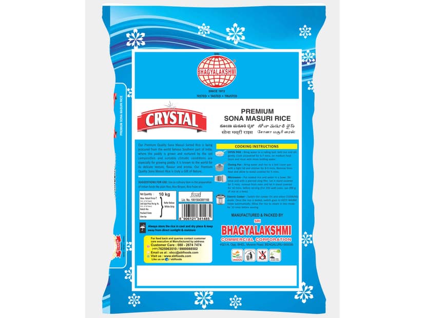 Crystal Sona Masuri Raw Rice 2 Years aged -10kg view 2