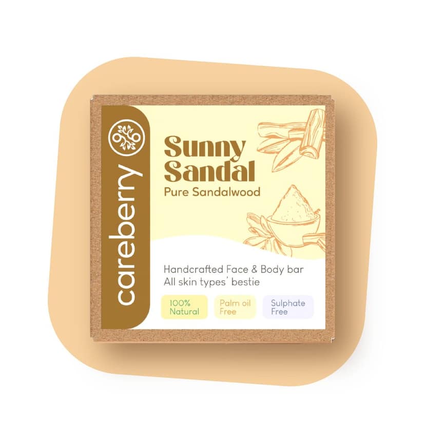 Careberry's Sunny Sandal Brightening Handcrafted Face & Body Bar | Illuminate with Sandalwood Secrets 100gm view 4