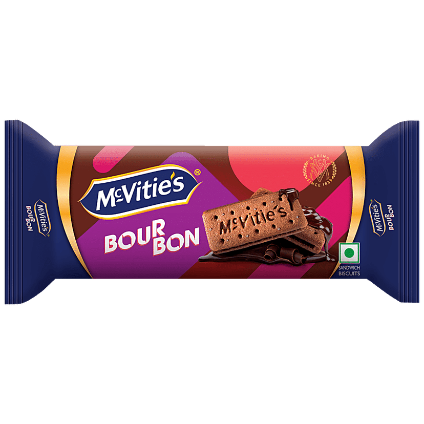 McVitie's Bourbon Cream Biscuits With Goodness Of Cocoa, 100 g