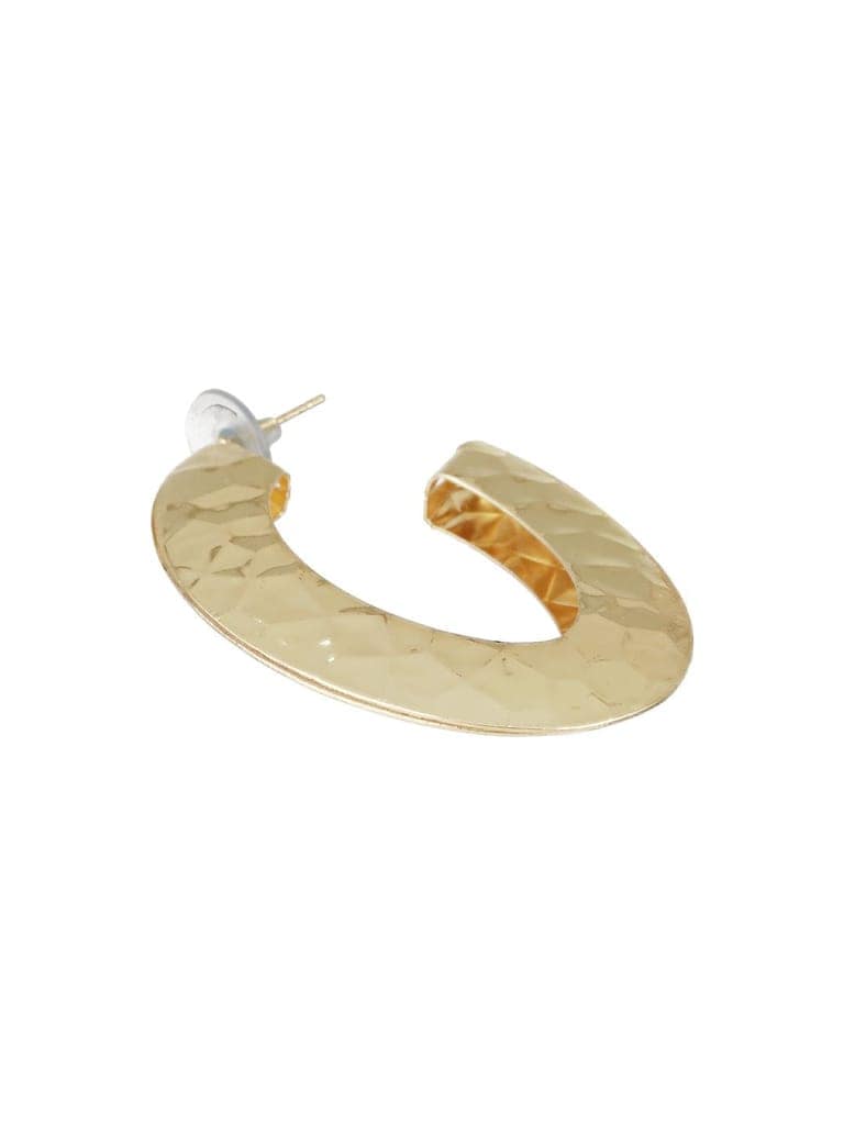 Anti-Tarnish Gold Plated Hammered Casual Hoop Earrings view 7