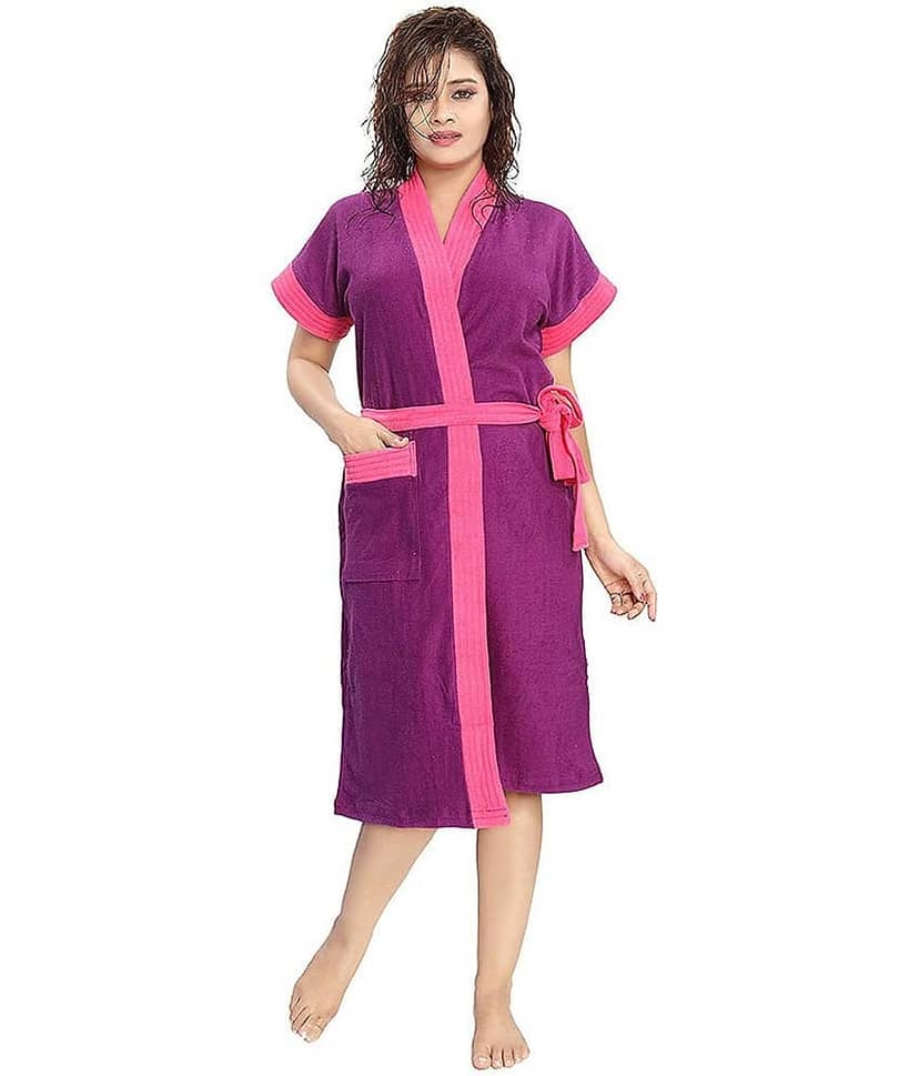 Poorak Pink Free Size Bathrobe ( Pack of 1 )