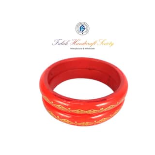 FHS Rajasthani Design Lac Bangles Set - Red