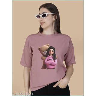 Wexam Style Women Pink Printed Round Neck Short Sleeve Top