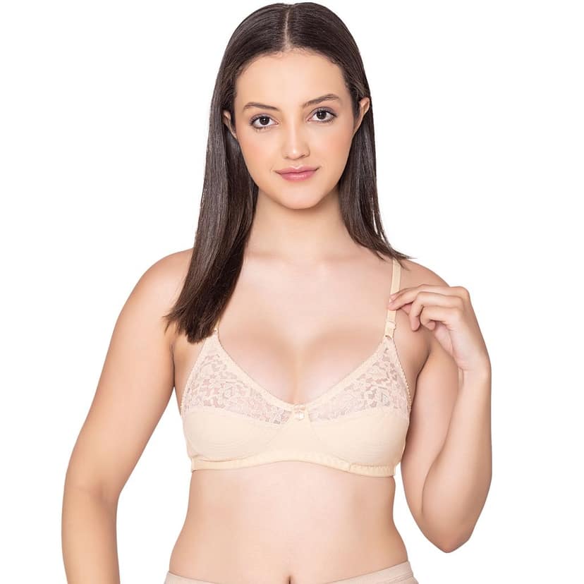Bodycare polycotton wirefree adjustable straps designer net cup non padded bra-1535B