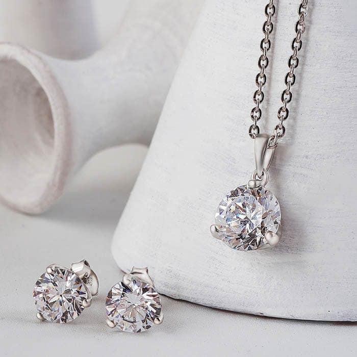 Silver Solitaire Dream 6 mm Earrings with 8 mm Pendant Set view 3