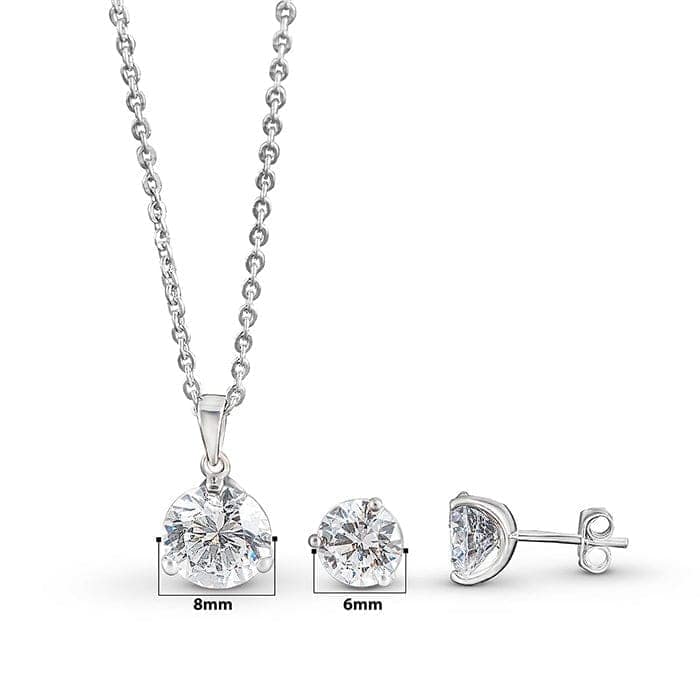 Silver Solitaire Dream 6 mm Earrings with 8 mm Pendant Set view 4